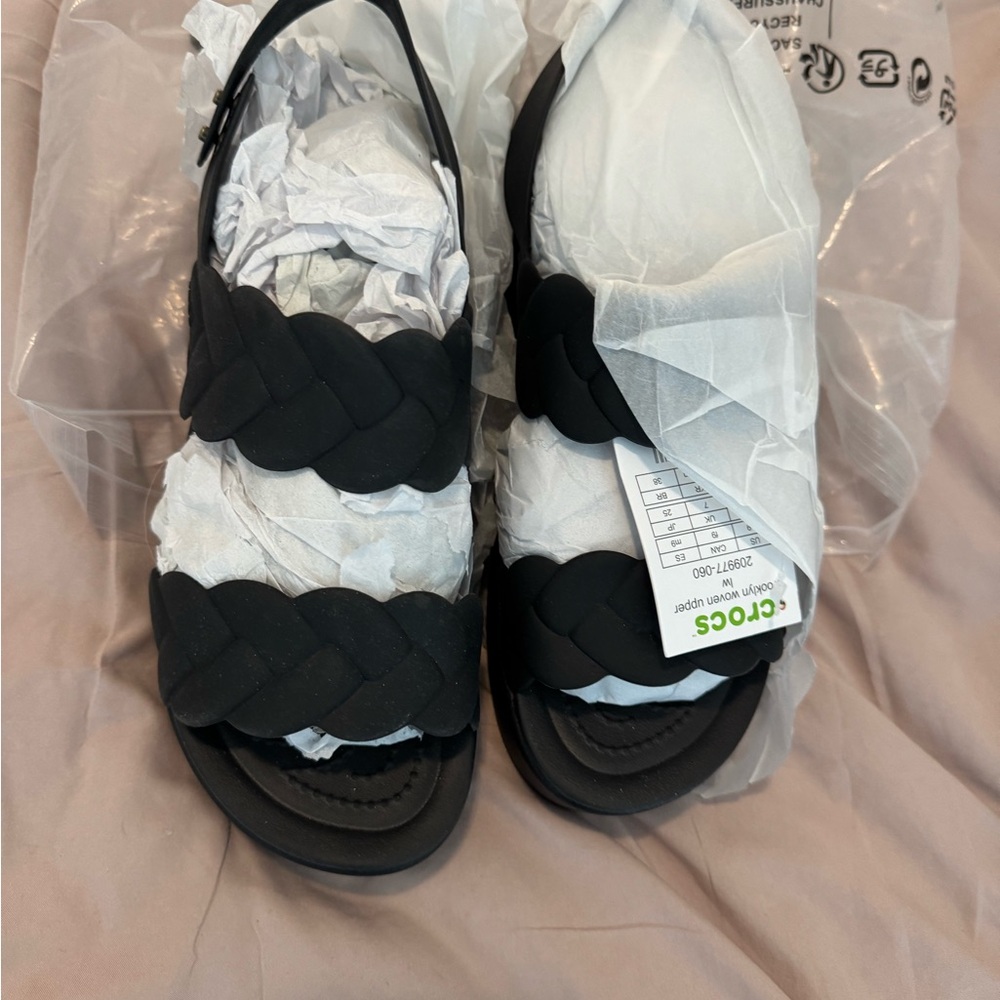 CROCS Women's Black Braided Sandals